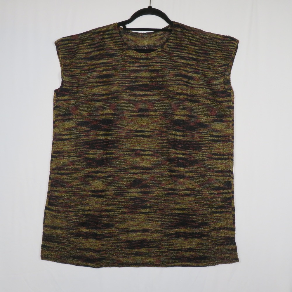 Christy's Added Touch Sleeveless Knit Olive Green Black Red Medium USA